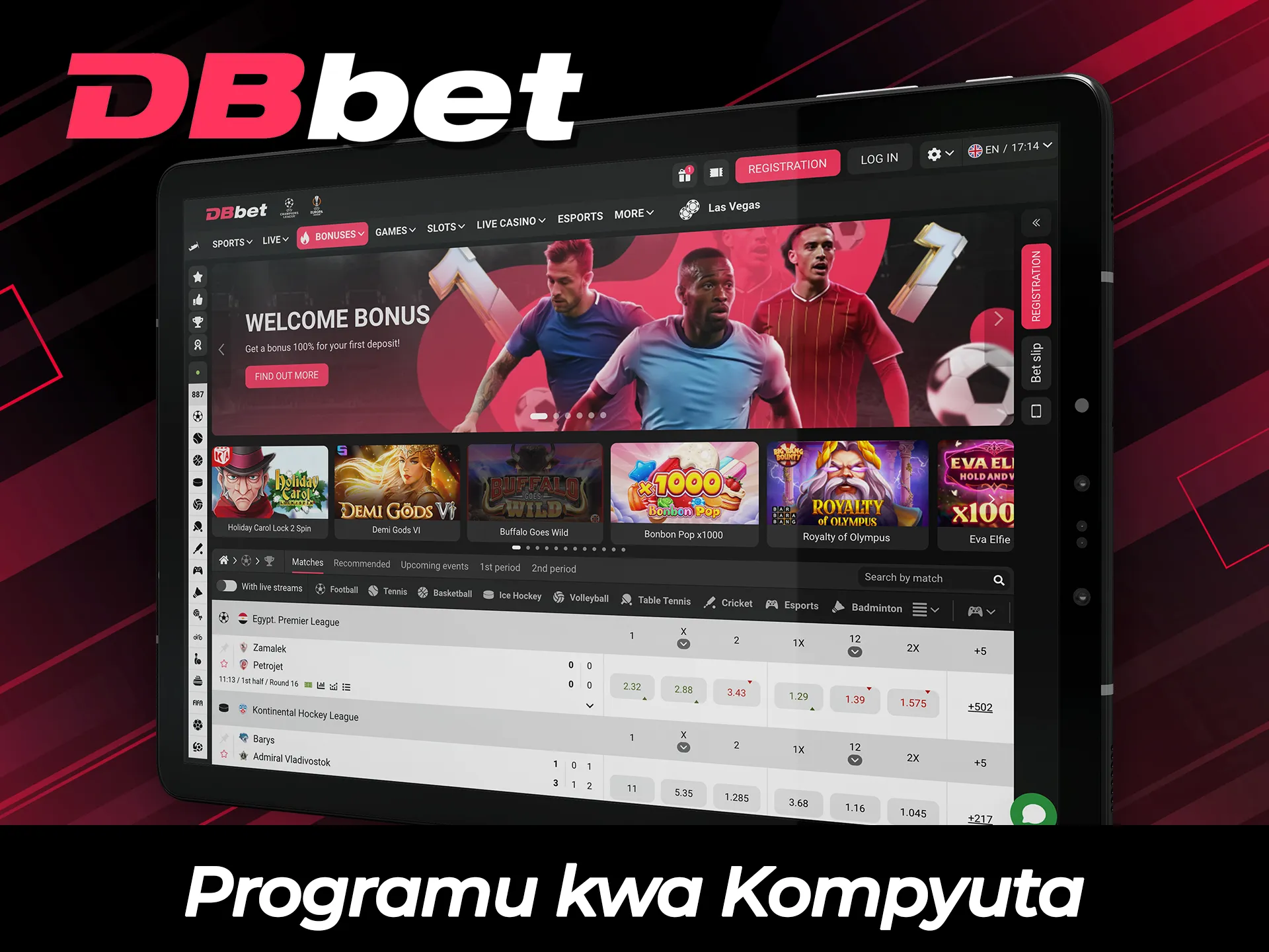 Pakua programu ya kompyuta ya DBBet kwa Windows na macOS.