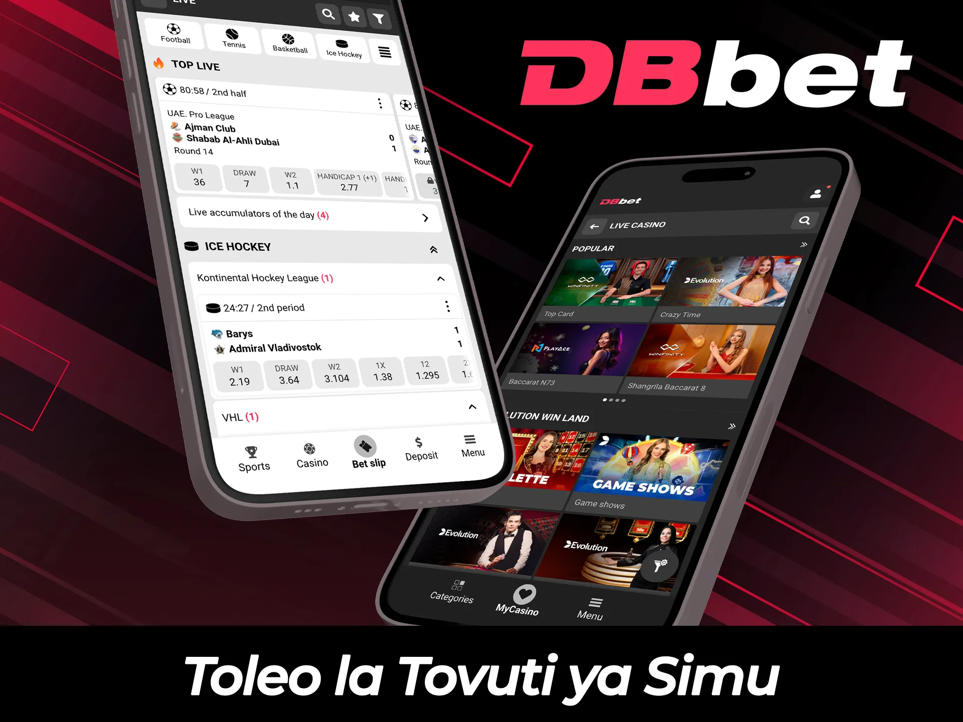 Tumia toleo la tovuti ya simu ya DBBet kwa ubashiri wa haraka.