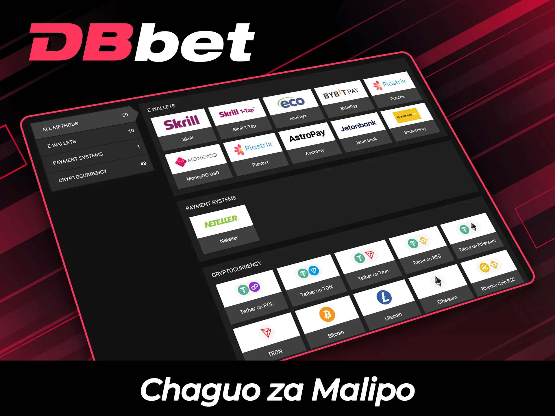 Tumia njia rahisi za malipo kwa miamala kwenye tovuti ya DBBet.