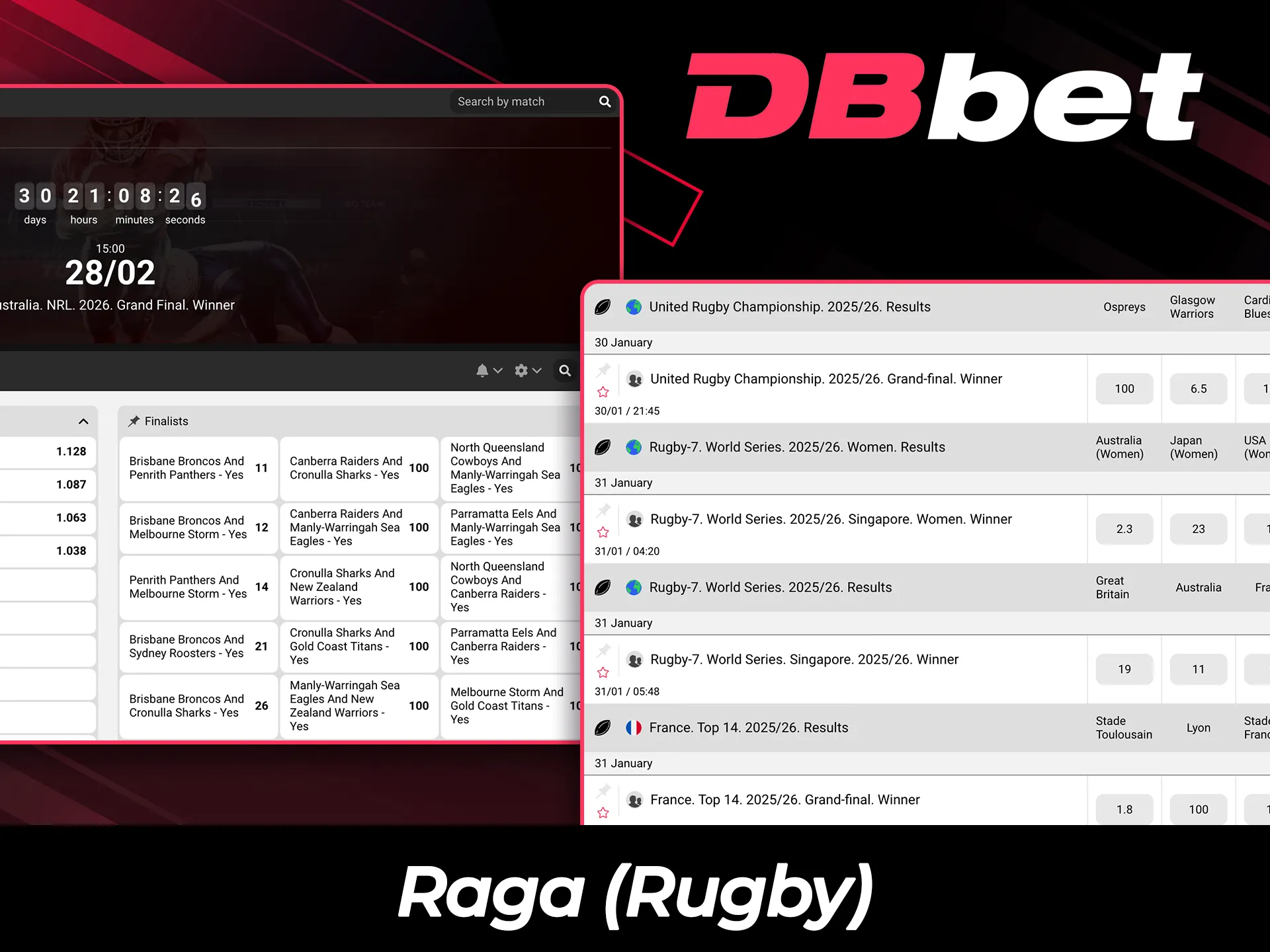 Weka dau kwenye michezo ya raga kupitia jukwaa rasmi la DBBet.