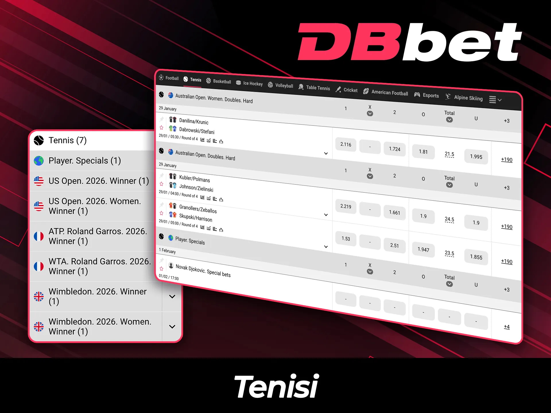 Anza ubashiri wa tenis na ufuatilie mechi za moja kwa moja kwenye DBBet.