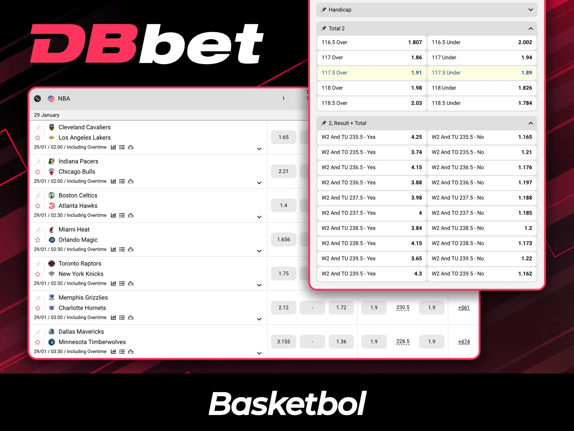 DBBet funksiyalaridan foydalangan holda basketbol o'yinlari va turnirlariga tiking.