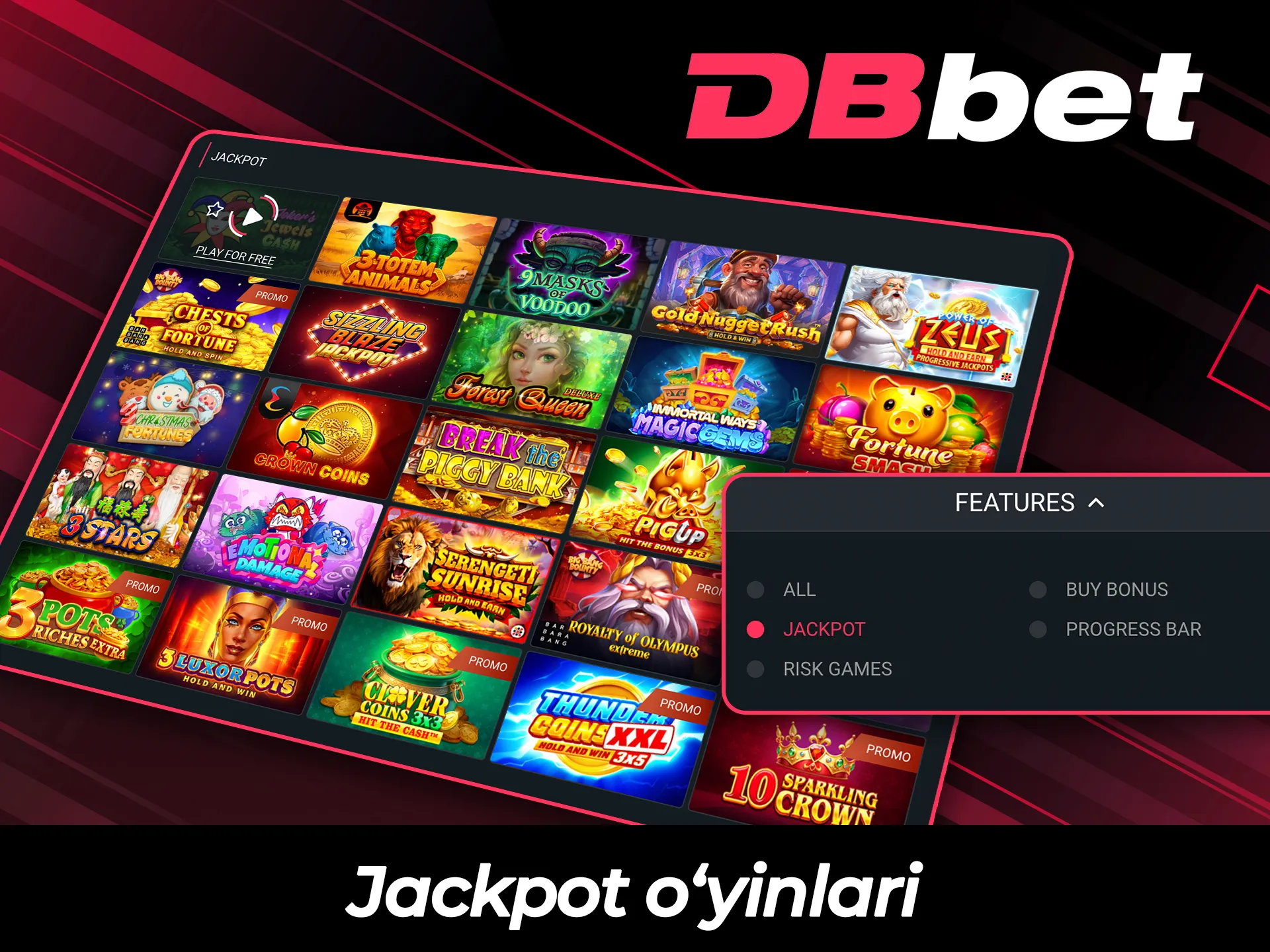DBBet-da maxsus o'yinlarni o'ynab, katta jekpotlarni yutib oling.