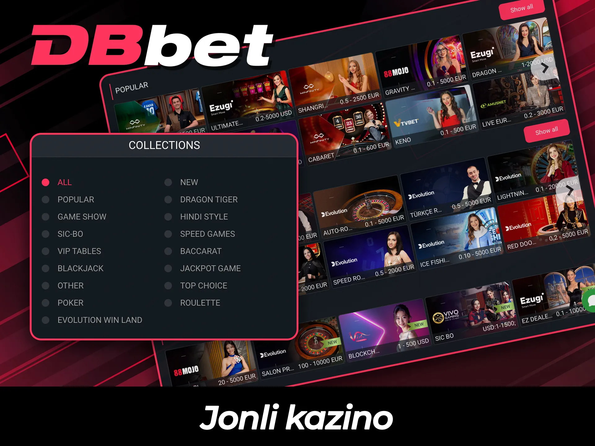 DBBet-da real vaqt rejimida kazino tajribasiga qo'shiling.