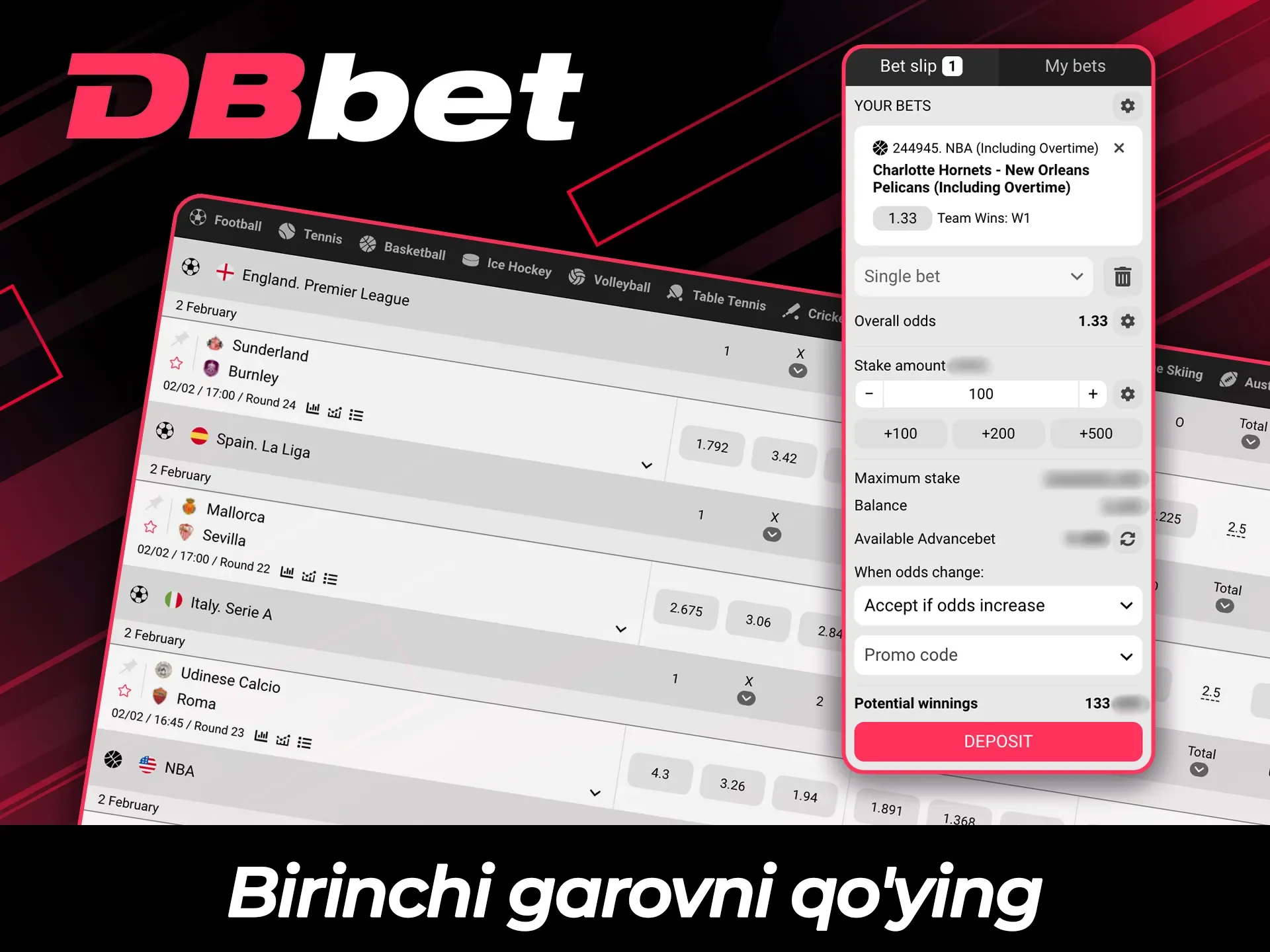 DBBet platformasida o'zingizning birinchi garovingizni tikish bo'yicha bosqichma-bosqich ko'rsatma.