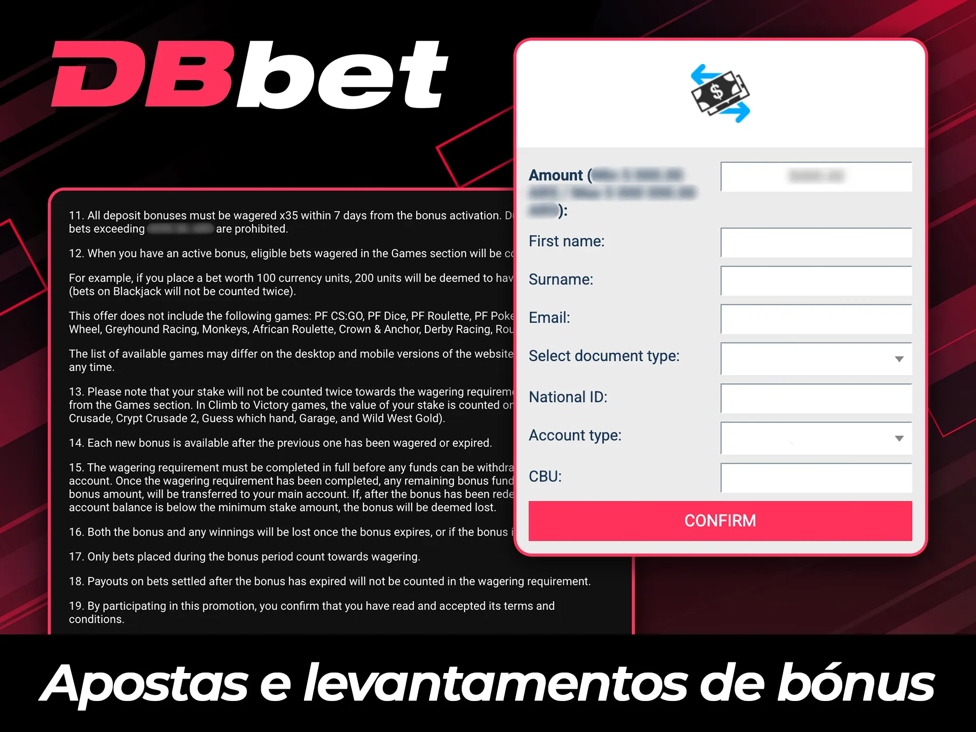 Saiba mais sobre as regras de apostas e saque de bônus no DBBet.