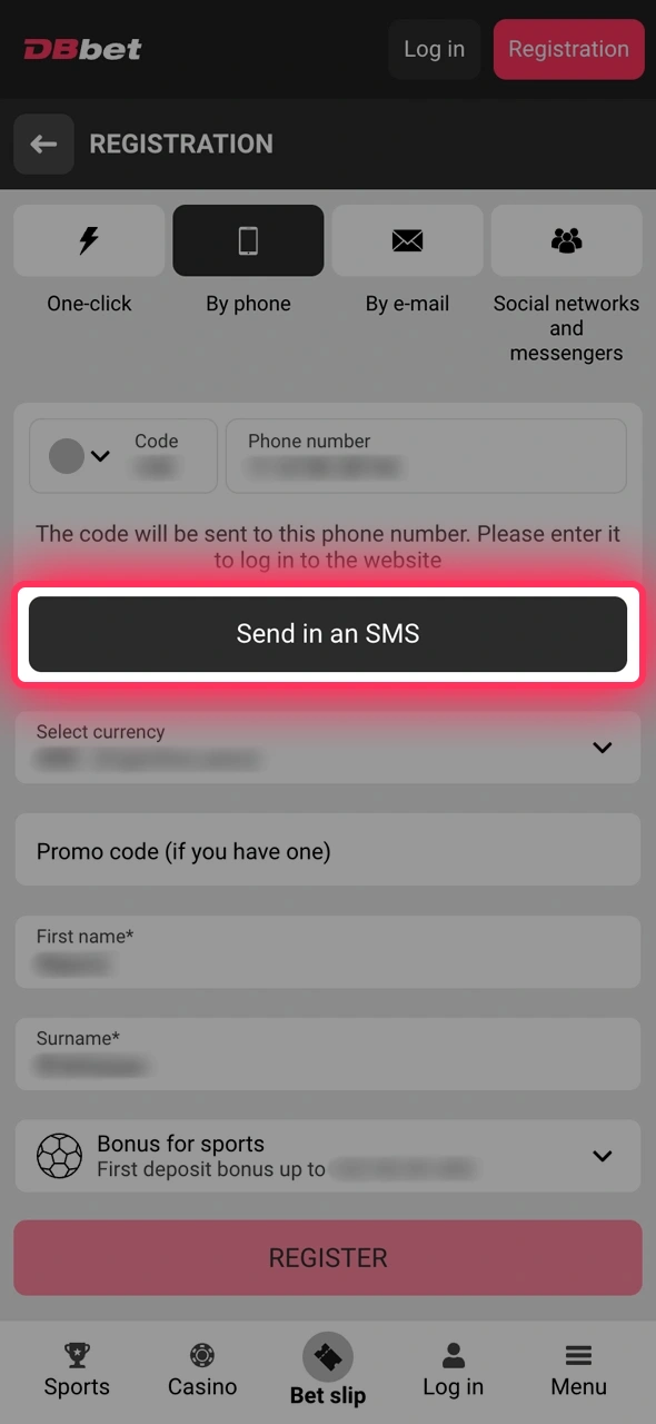 DBBet hisobingizni to'liq faollashtirish uchun telefon raqamingizni tasdiqlash jarayonini yakunlang.