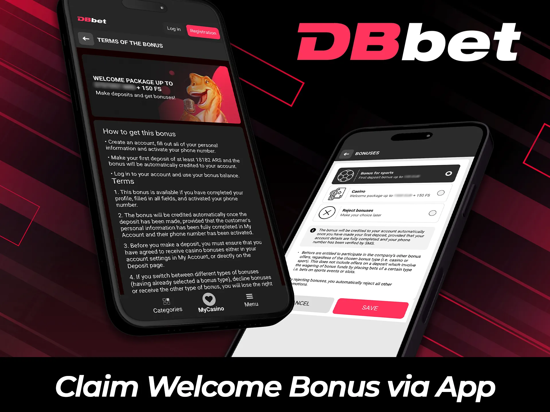 Follow the guide to claim DBBet welcome bonus via mobile app.